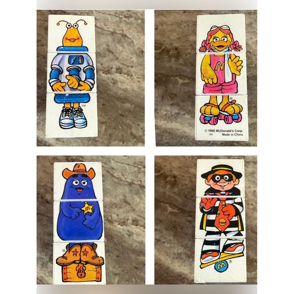 1988 McDonalds Happy Meal Toy Hamburgler Birdie Grimace & CosMc space creature.
